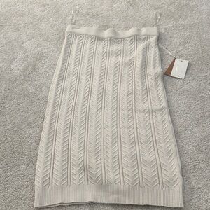 Cyrus Cream Textured Midi Skirt